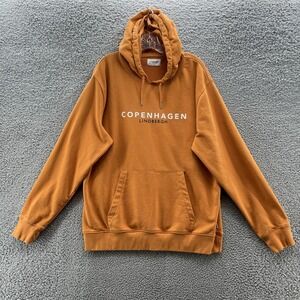 Lindbergh Copenhagen Hoodie Mens 2XL Pumpkin Orange Graphic Pullover Sweatshirt